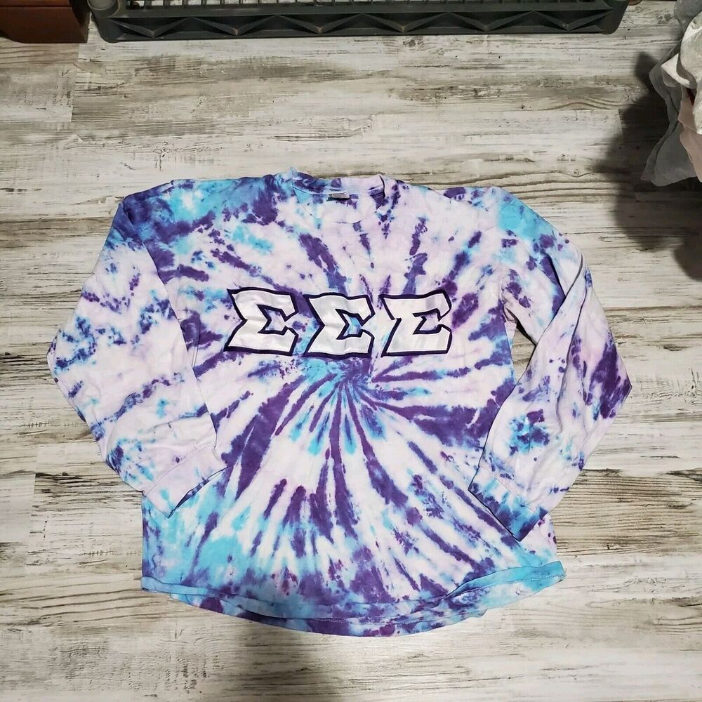 Sigma Sigma Sigma Tye Dye Adult Shirt Size Large Spiral Hand Dyed